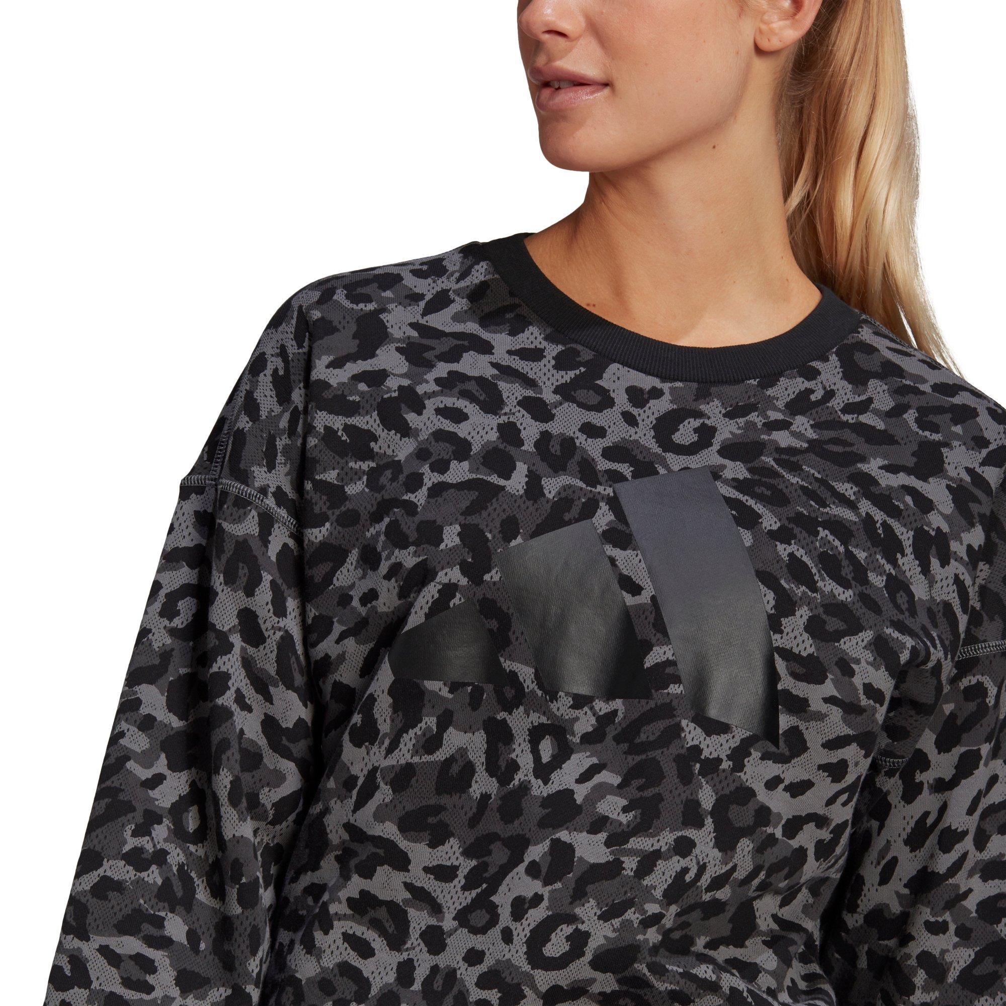 adidas Women s Grey Leopard Print Sweatshirt Hibbett City Gear